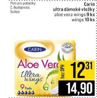 Carin ultra dámské vložky aloe vera wings 9 ks wings 10 ks 