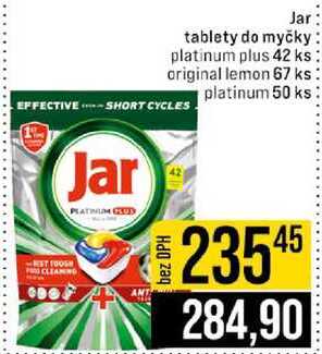 Jar tablety do myčky platinum plus 42 ks original lemon 67 ks platinum 50 ks 