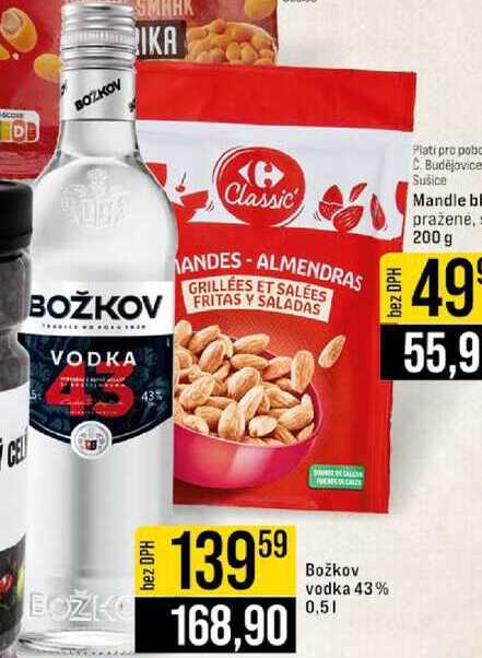 Božkov vodka 43% 0,5l