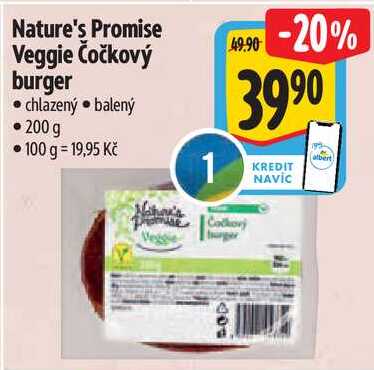 Nature's Promise Veggie Čočkový burger, 200 g