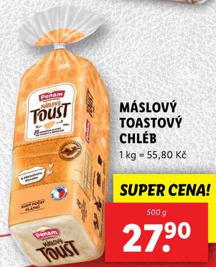 MÁSLOVÝ TOASTOVÝ CHLÉB, 500 g