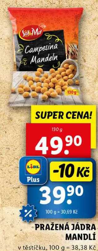 PRAŽENÁ JÁDRA MANDLÍ, 130 g