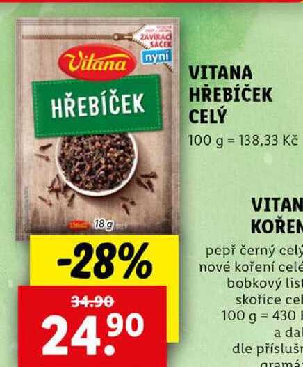 VITANA HŘEBÍČEK CELÝ, 18 g