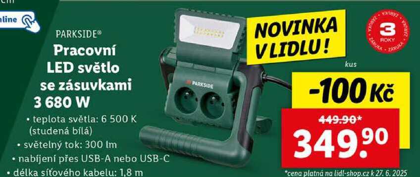 Pracovní LED světlo se zásuvkami 3 680 W 