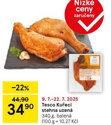Tesco Kuřecí stehna uzená, 340 g, balená 