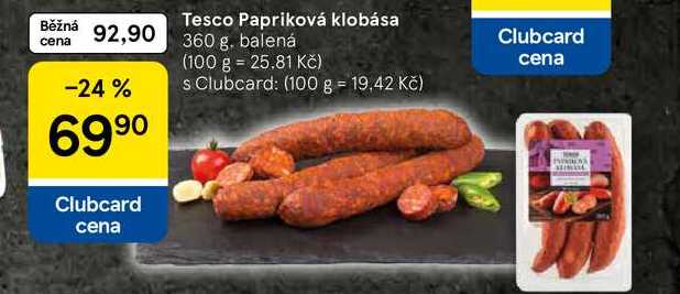 Tesco Papriková klobása, 360 g 