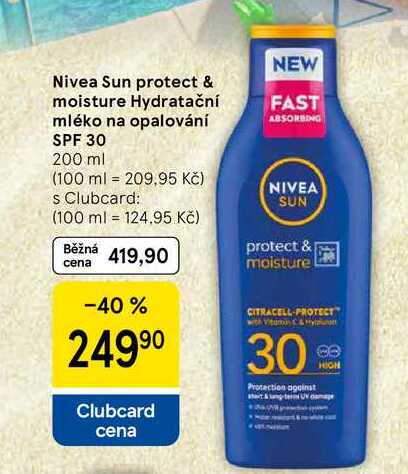 Nivea Sun protect & moisture Hydratační mléko na opalování SPF 30, 200 ml  