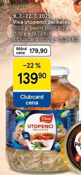 Viva Utopenci delikates, 1550 g. pevný podíl 912 g 