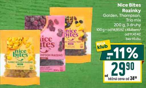 Nice Bites Rozinky Golden, Thompson, Trio mix 200 g, 3 druhy 
