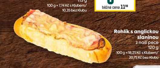Rohlík s anglickou slaninou z naší pece 120 g  