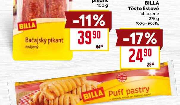 BILLA Těsto listové chlazené 275 g   
