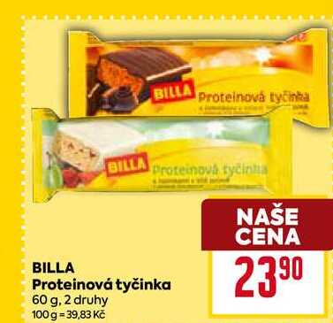BILLA proteinová tyčinka  60 g, 2 druhy  