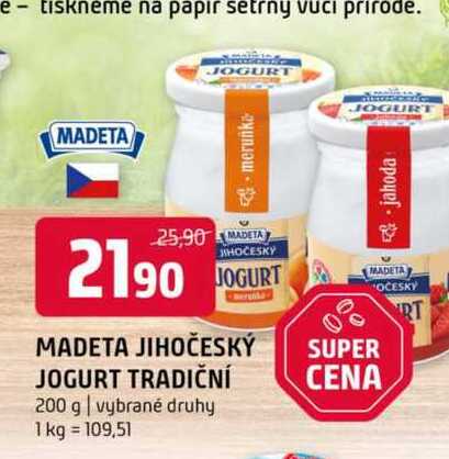 Madeta Jihočeský jogurtem 200g, vybrané druhy