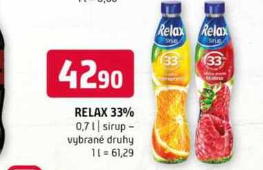 RELAX 33% 0,7l sirup vybrané druhy 