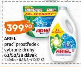 ARIEL prací prostředek vybrané druhy 63/50/38 dávek