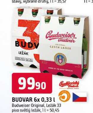 BUDVAR 6x 0,33l
