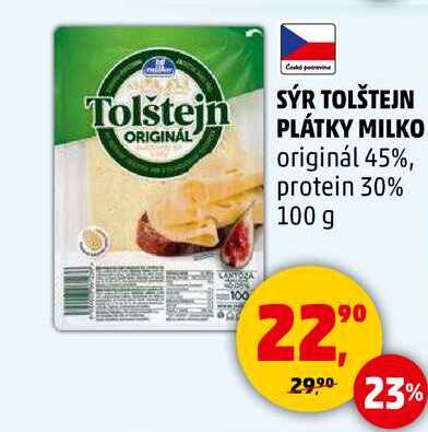 SÝR TOLŠTEJN PLÁTKY MILKO ORIGINÁL, 100 g