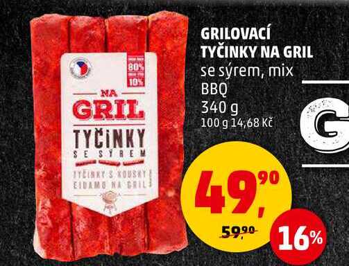 GRILOVACÍ TYČINKY NA GRIL se sýrem, 340 g