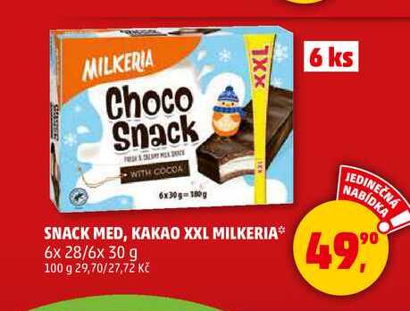 SNACK MED, KAKAO XXL MILKERIA, 6x 28/6x 30 g 