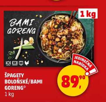 ŠPAGETY BOLOŇSKÉ/BAMI GORENG, 1 kg  
