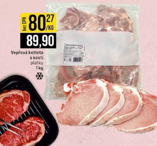 Vepřová kotleta s kosti plátky 1kg 