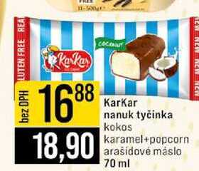 Karkar nanuk tyčinka kokos karamel+popcorn arašídové máslo 70 ml 