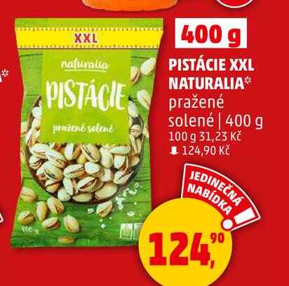 PISTÁCIE XXL NATURALIA pražené solené, 400 g