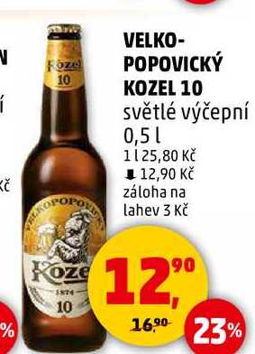 VELKOPOPOVICKÝ KOZEL 10 světlé výčepní, 0,5 l