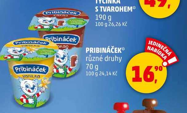 PRIBINÁČEK různé druhy, 70 g