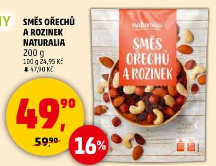 SMĚS OŘECHŮ A ROZINEK NATURALIA, 200 g 