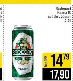 Radegast Rázná 10 světlé výčepni 0,5l