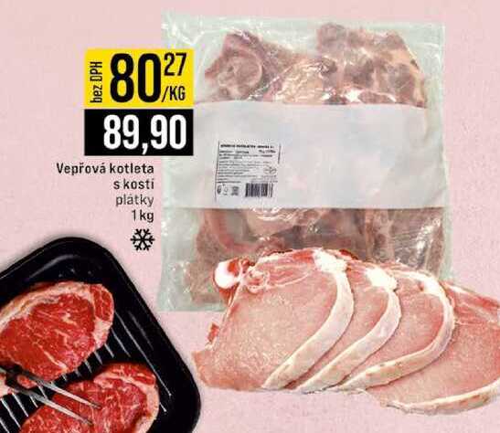 Vepřová kotleta s kosti plátky 1kg