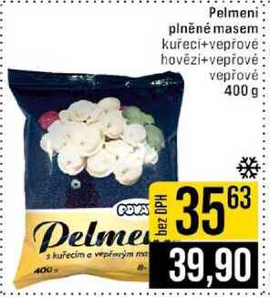 Pelmeni plněné masem kuřecí+vepřové hovězí+vepřové vepřové 400 g