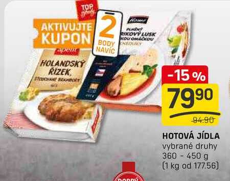 HOTOVÁ JÍDLA vybrané druhy 360-450 g
