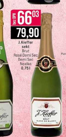 J.Kieffer sekt Brut Rose Demi Sec Demi Sec Nealko 0,75l