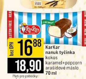 Karkar nanuk tyčinka kokos karamel+popcorn arašídové máslo 70 ml 