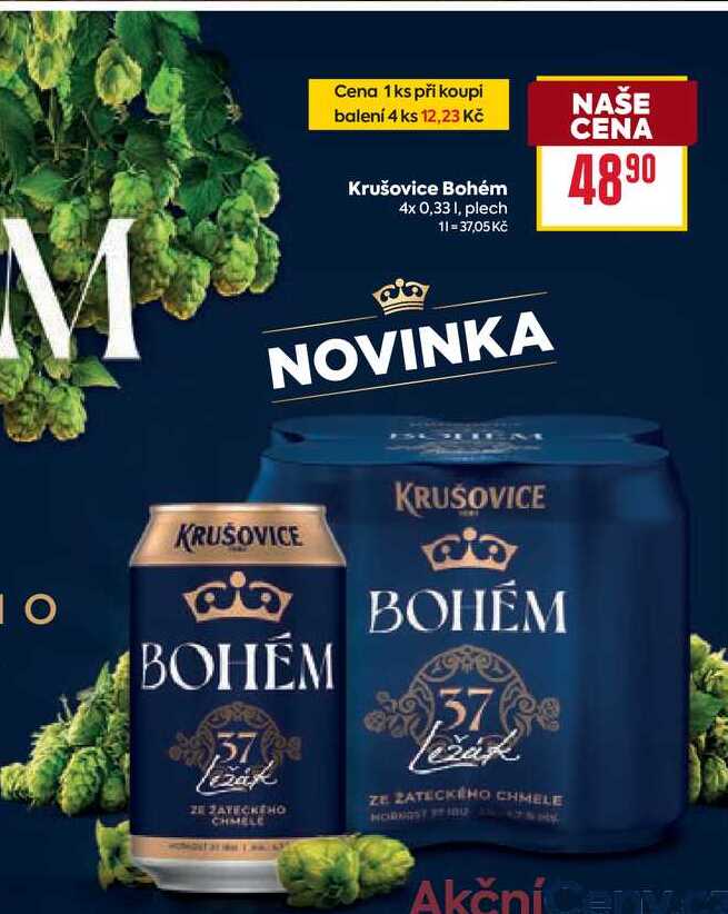 Krušovice Bohém 4x 0,331, plech 