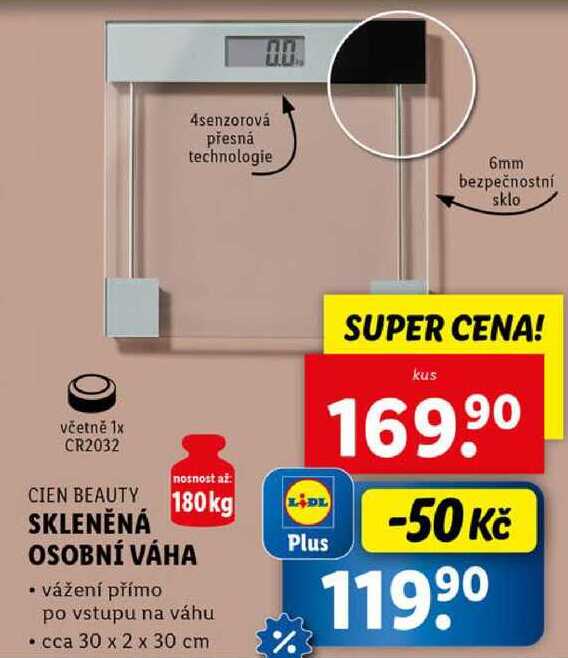 SKLENĚNÁ OSOBNÍ VÁHA 