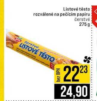 Listové těsto rozválené na pečícím papíru čerstvé 275 g 