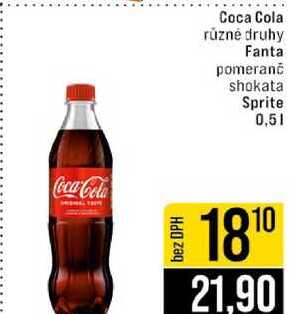 Coca Cola různé druhy Fanta pomeranč shokata Sprite 0,5l