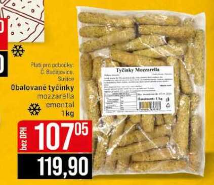 Obalované tyčinky mozzarella emental 1kg