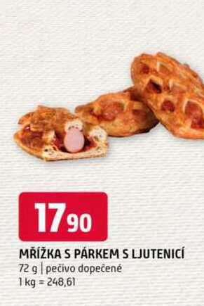 Mřížka s párkem s ljutenicí 72 g pečivo dopečené