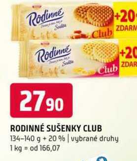 Rodinné sušenky club 134-140g,+20% vybrané druhy