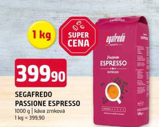 Segafedo passione espresso1000 g káva zrnková 