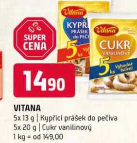 Vitana 5x 13 g Kypřicí prášek do pečiva 5x 20 g Cukr vanilinový