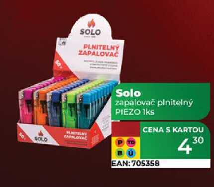 Solo zapalovač plnitelný PIEZO 1ks 