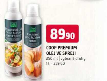 Coop premium olej ve spreji 250 ml vybrané druhy 