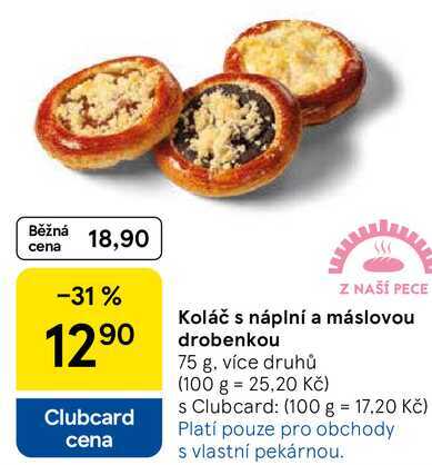 Koláč s náplní a máslovou drobenkou, 75 g 
