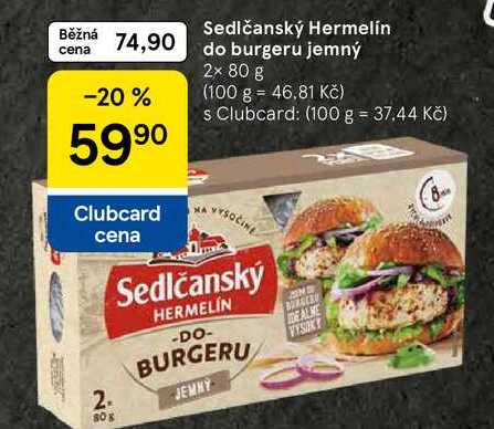 Sedlčanský Hermelín do burgeru jemný, 2x 80 g 