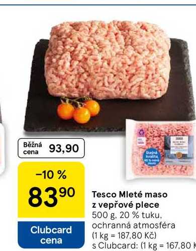 Tesco Mleté maso z vepřové plece, 500 g